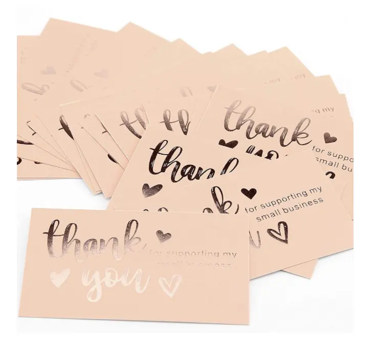 Biglietti di ringraziamento aziendali in carta colorata stampa di carte di carta personalizzate di alta qualità