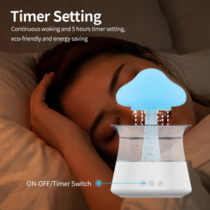 Sleep Aid White Noise Machine Table Lamp Water Drop Sound Cool Mist Electric 450ml USB Rain Cloud Humidifier and Oil Diffuser - Product Image 3
