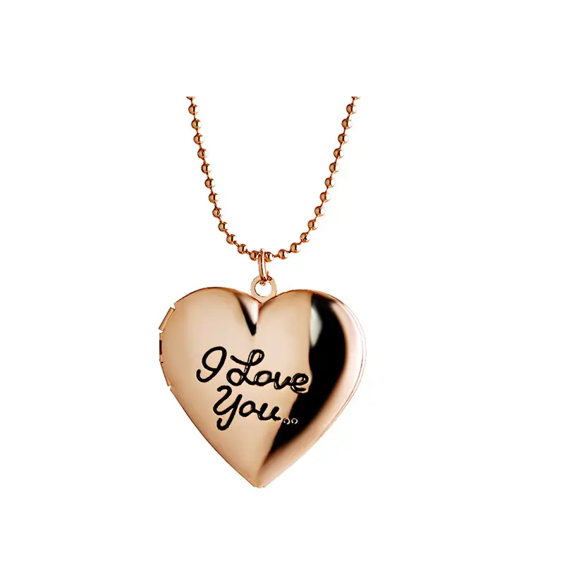 Photo memory floating locket Heart Best Friend I love you Letter Photo Frame Necklace Women Fashion Jewelry 2023