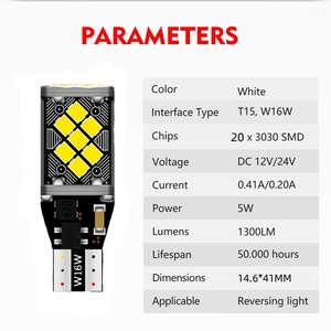 <strong>12V</strong> W16W T15 20LED Canbus Auto <strong>LED</strong> Reversing Light Brake <strong>12V</strong> Error Free 3030 20SMD <strong>LED</strong> White Yellow <strong>Red</strong> Car <strong>LED</strong> Light Bulb New - Product Image 2