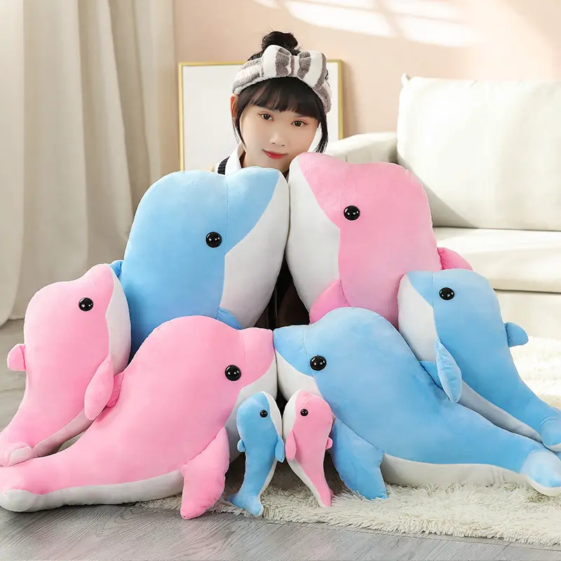 New Soft Plush Toy Animal Travesseiro Seal Fish Shark Dolphin Plush Pillow 2023 Atacado Personalizado Bebê Criança Crianças 50 Unisex ASTM