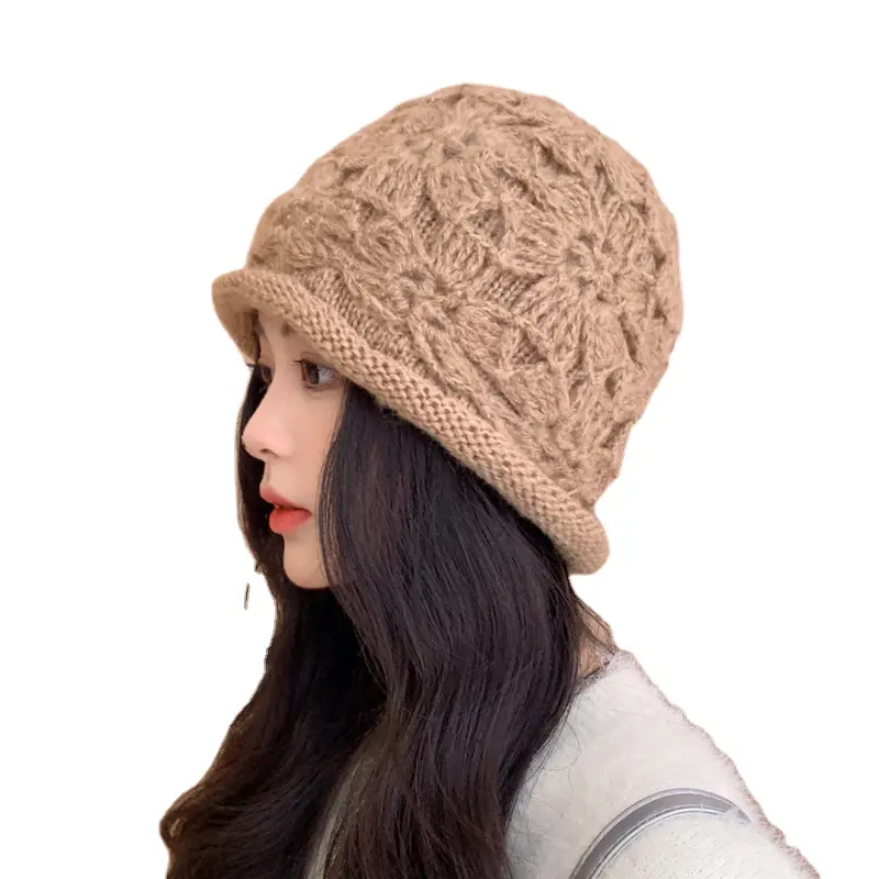 Sólido crotchet inverno chapéus para mulheres beanie cabo malha balde chapéu luxo crochet beanie