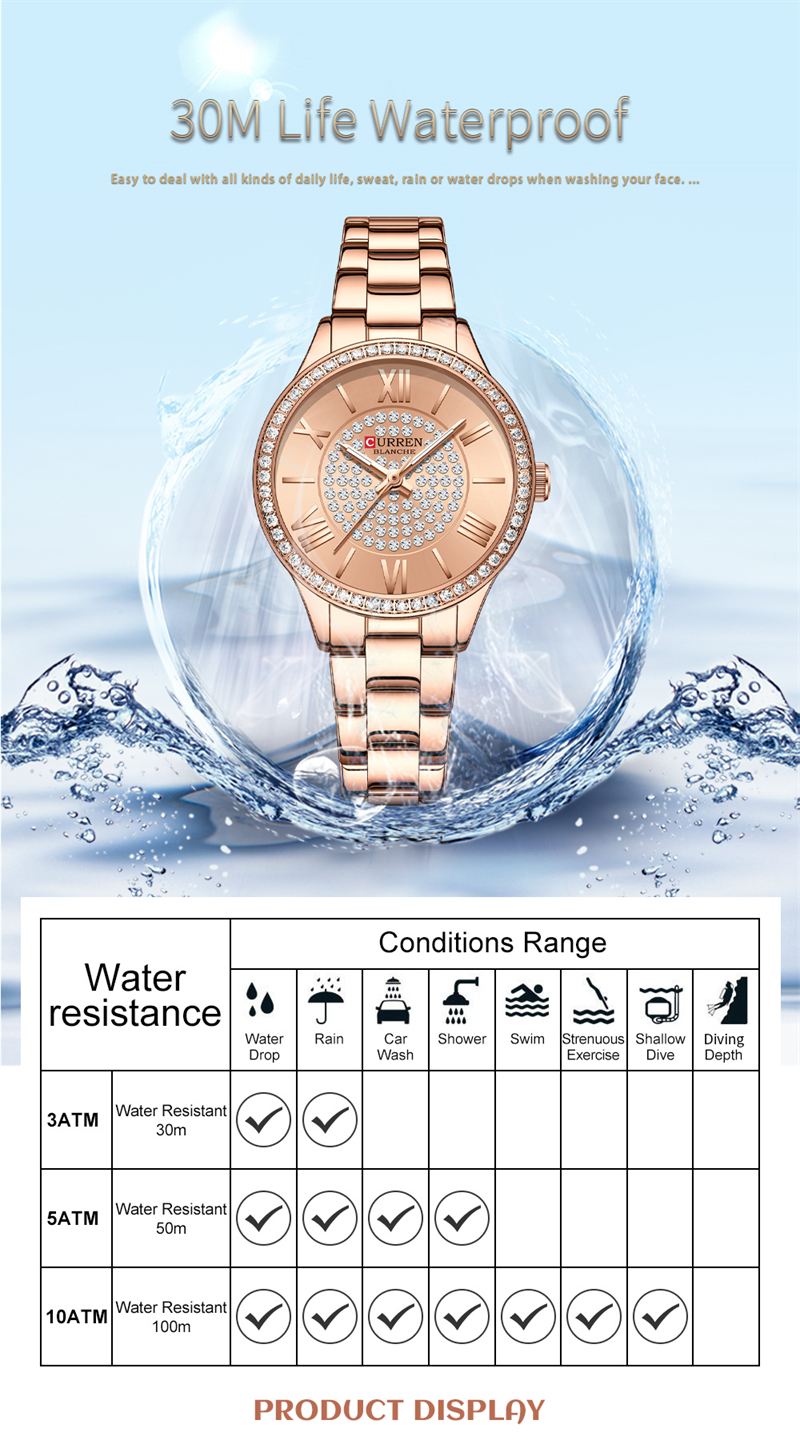 CURREN Top Brand Fashion Ladies Watches Stainless Steel Band Quartz Female Wristwatch Ladies Gifts Clock Relogio Feminino