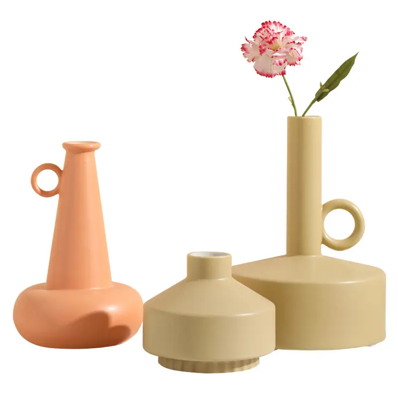 Jarrón de porcelana de cerámica con esmalte reactivo, jarrón moderno para arreglo de flores