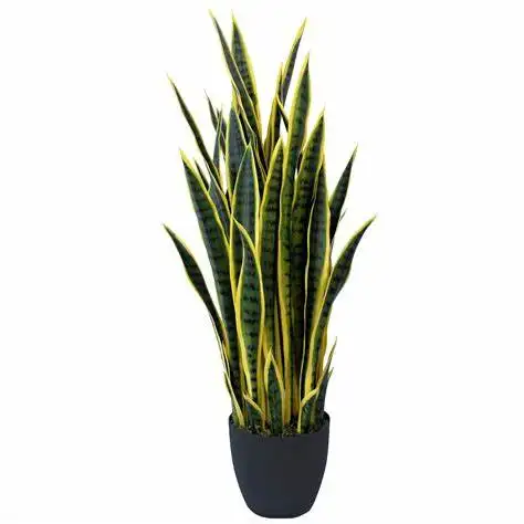 Plantas artificiales de serpiente con maceta de plástico negro, plantas de imitación de Agave