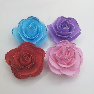 Mới 7cm hoa hồng Đầu răng cưa bột vàng cạnh bọt hoa hồng nhà trang trí đám cưới tự làm Hoa Bóng làm vật liệu - Product Image 6