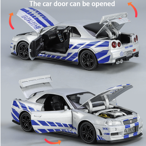 1/32 GT-R Car araba Model oyuncaklar Diecast alaşım geri çekme simülasyon araçlar için ses işık spor yarış Model araba çocuk hediye - Product Image 3
