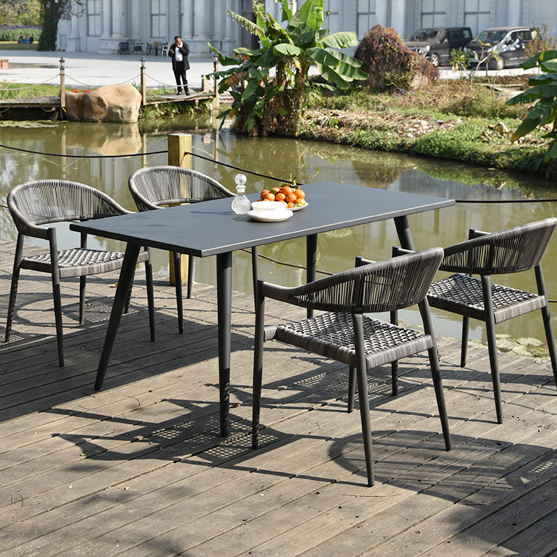 All-aluminum 16080 cm long table with 4 chairs