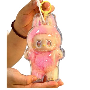 กล่องเก็บของเล่นแช่แข็งพลังงานขนาดใหญ่สำหรับป๊อปมาร์ท labubu เคสพีวีซีสำหรับที่นั่งมอนสเตอร์มาการอง V3กล่องปริศนา