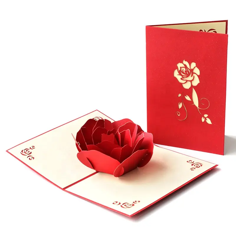 Valentine's Day 3D love greeting card with envelope large rose handmade greeting card pop-up gift card