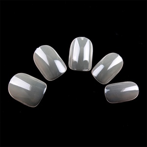 Nadeco kısa Oval yanlış Nail İpuçları hiçbir iz jel basın tırnak İpuçları çıplak renk tasarım parmak ABS akrilik tırnak kutu 100 kutu