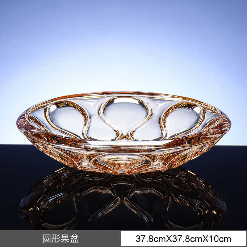 Ocean-shaped round amber fruit bowl
