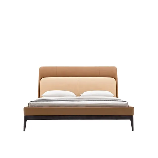 Cama moderna de lujo de último diseño, tapizada de cuero, doble cama, tamaño King