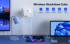 7合1交流电源插座立方体，带USB 3交流4000w欧盟俄罗斯德国插头插座1 C型和3 USB立方体多插头 - Product Image 2