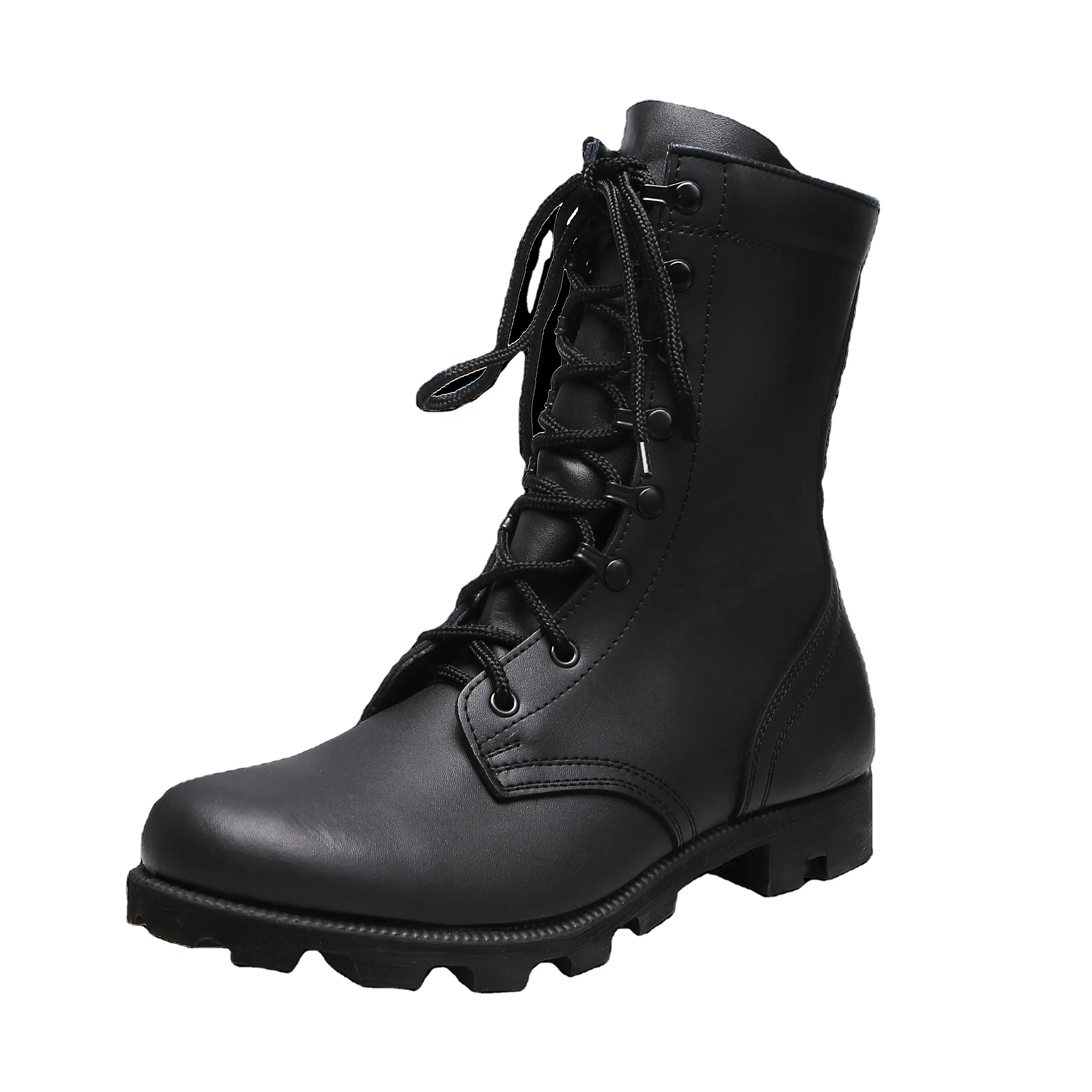 Botas tácticas de combate personalizadas para hombre, calzado de combate de cuero completo, impermeable, Ghana, Panamá, color negro