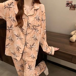 Spring Long Cardigan Pajama Sets for Women Floral Comfy <strong>Night</strong> <strong>Sleep</strong> 2-piece Set Home Wear