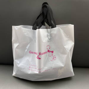 Biodegradable Poly Plastic <strong>Soft</strong> <strong>Loop</strong> <strong>Handle</strong> Shopping Packaging Bag with Custom Print logo - Product Image 2