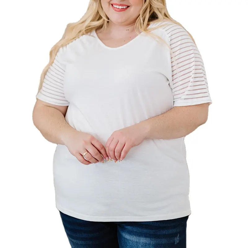 Avrupa versiyonu şişman kadın büyük boy gevşek kısa kollu kadınlar için 2024 yaz yeni rahat tarzı v yaka kazak T-shirt