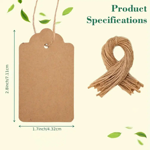 Chất Lượng Cao Trống Kraft Thẻ Quà Tặng Với Twine Thẻ Giấy Cho Đám Cưới Giáng Sinh Sinh Nhật Lễ Tạ Ơn Đảng Ủng Hộ DIY Thủ Công Mỹ Nghệ - Product Image 2