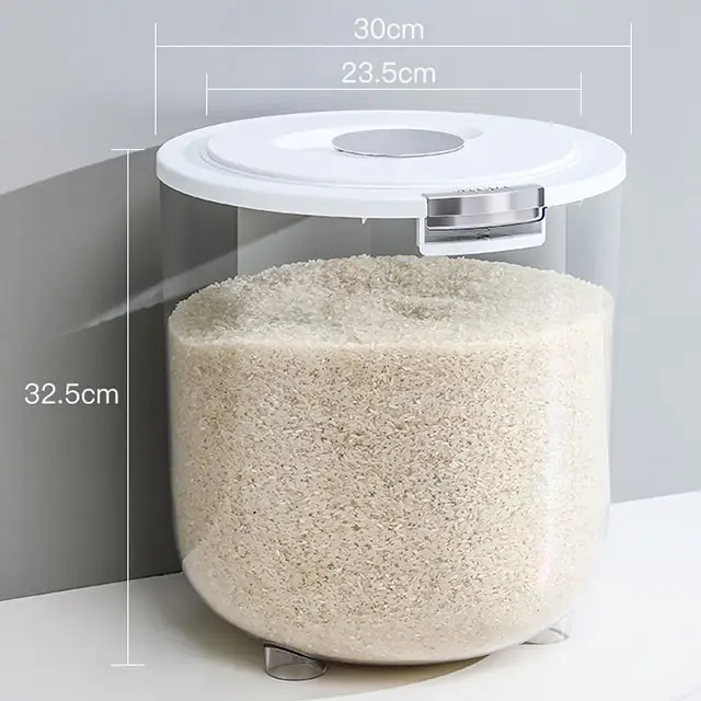 Cubo de almacenamiento de arroz de gran capacidad, contenedor de almacenamiento de granos, 5kg, 10kg, 15kg, dispensador de arroz