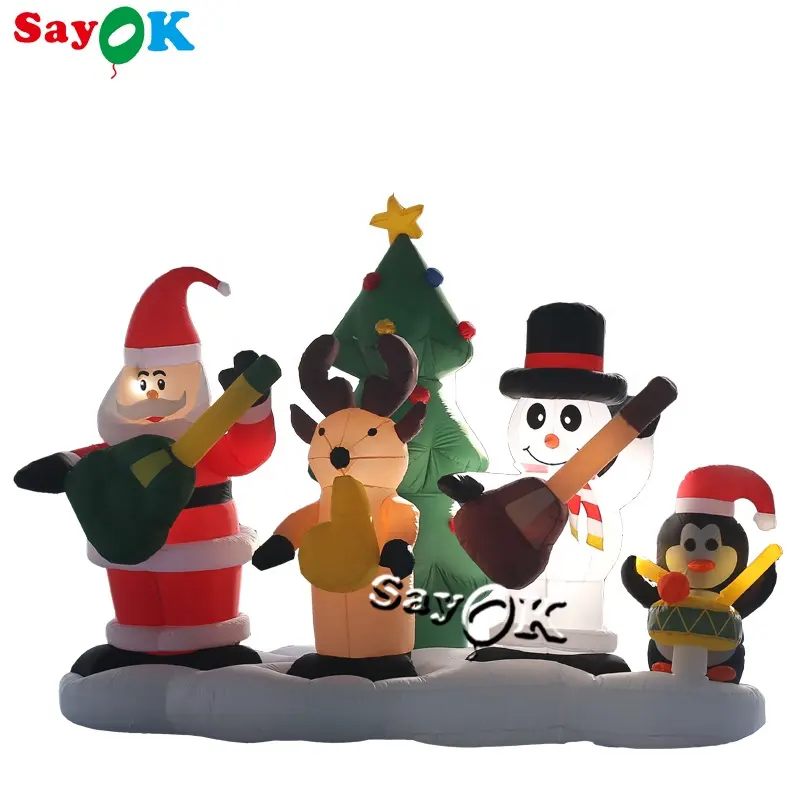 Outdoor Courtyard inflatable Christmas Led Inflatable Small Christmas Orchestra Animal for Decoration