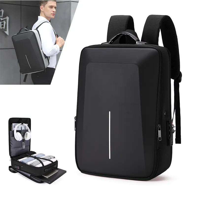 Durável extra grande laptop mochila moda negócio anti-roubo mochila resistente à água com usb
