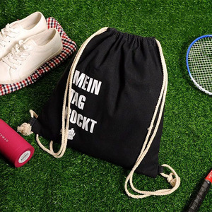 Paquete de saco de cuerda con dibujo profesional con logotipo Bolsas de cordón de lona de algodón Mochila de cuerda personalizada - Product Image 1