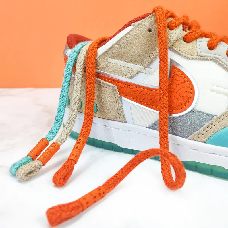 REWIN Vintage 6mm di larghezza lino cotone Sneaker piatta lacci delle scarpe di ricambio puntali in metallo lacci per scarpe in tela