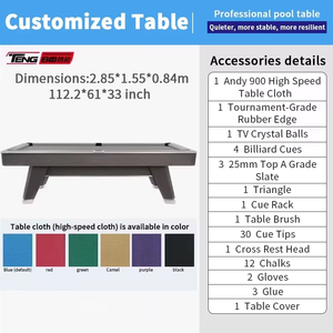 Chuyên nghiệp 9ft giải đấu lớp hồ bơi bảng rắn khung gỗ da túi cho nhà sử dụng thương mại miễn phí phụ kiện bao gồm - Product Image 6