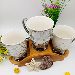 全条贴花不同图案和手柄陶瓷咖啡杯，450毫升独特设计的脚杯 - Product Image 6