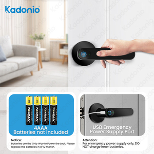 Kadonio biyometrik Tuya BLE APP parmak izi sensörü anahtarsız akıllı ahşap kapı kapı kolu kilidi - Product Image 5