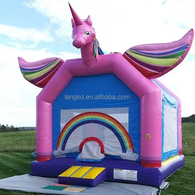 Giochi di carnevale gonfiabile buttafuori unicorno arcobaleno rimbalzo divertente casa castello di salto per le ragazze