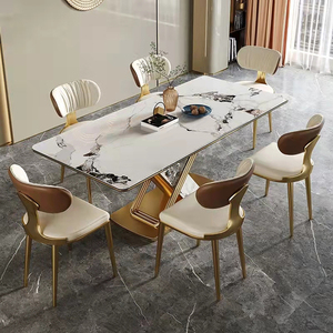 家用家具餐桌套装餐桌椅子8座白色大理石长方形餐桌套装 - Product Image 4