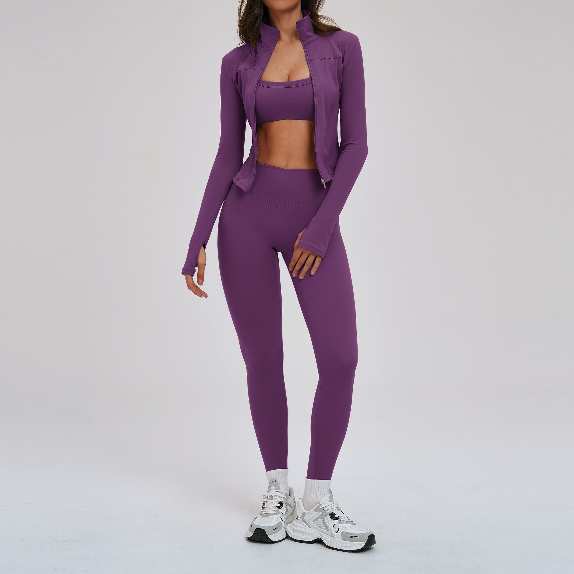 Purple Coat+Bra+Pants