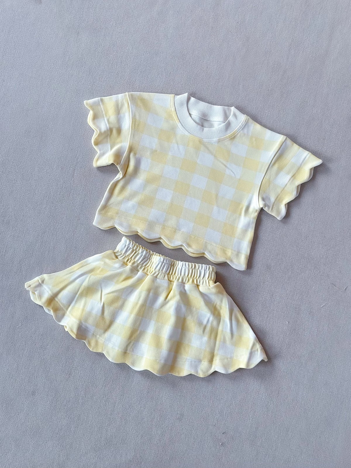 Yellow plaid skirt set