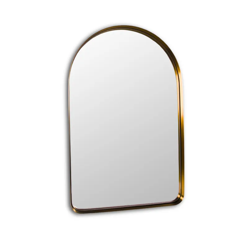 Specchio decorativo ad arco in oro all'ingrosso in acciaio inossidabile incorniciato stile architettonico unico