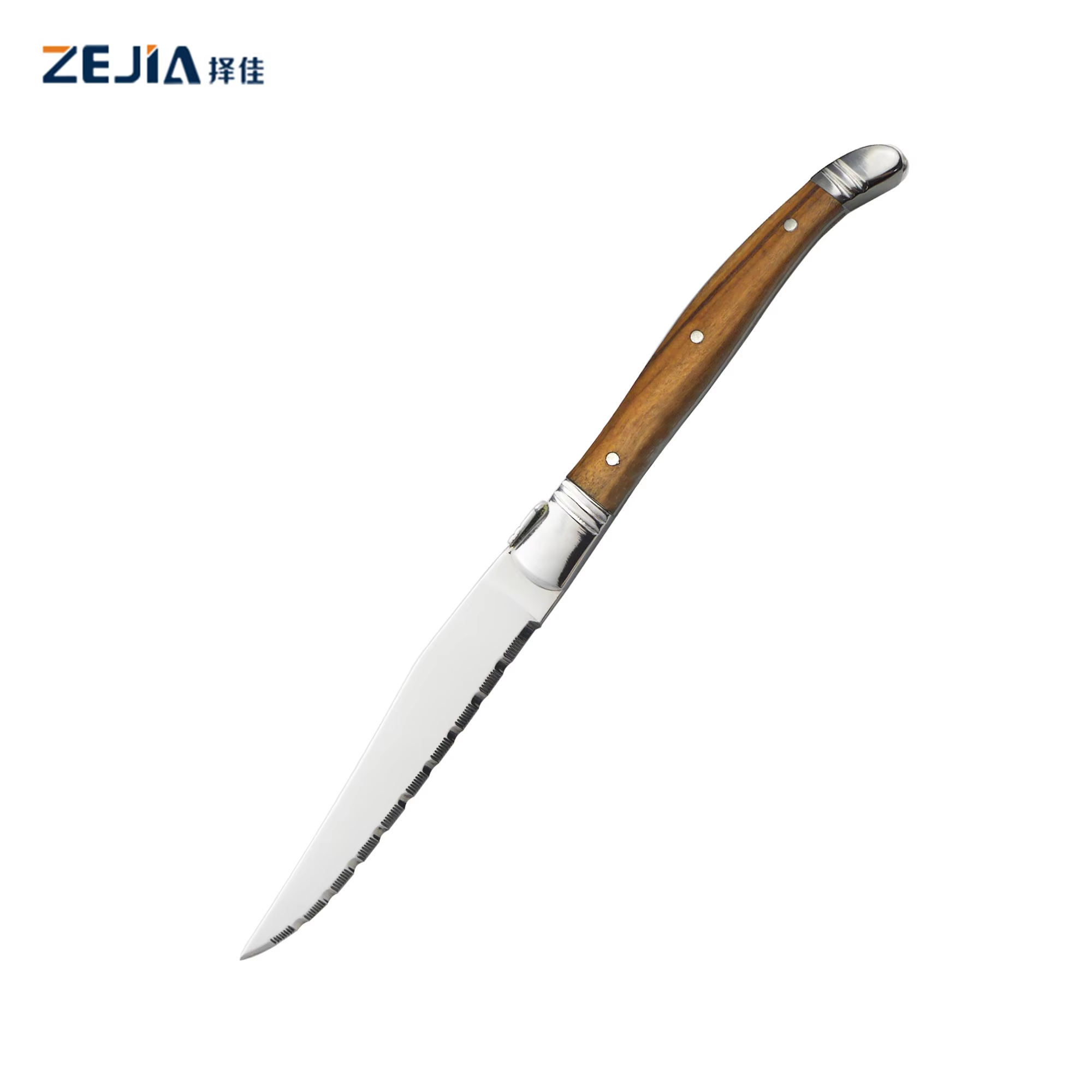 1 manche en bois d'olivier dentelé