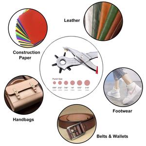 6 Size <strong>Revolving</strong> Leather Hole Puncher DIY Leathercraft Repair Tool with Ruler Deburring File for Belts &amp; Straps Hand Tool - Product Image 6