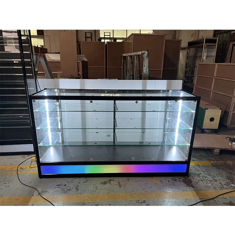 Duman dükkanı ekran sayacı duman dükkanı için vitrin kabinleri lüks cam LED ışık ile 6 Feet vitrin