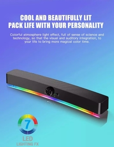Bt V5.1 RGB LED Luz Tira de colores Audio Barra de sonido Estéreo Potente bajo Caja de música Salida Escritorio Audio juegos TV Altavoz - Product Image 3