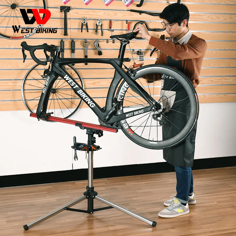 WEST BIKING-soporte ajustable para reparación de bicicletas en casa, soporte de trabajo para mantenimiento de bicicletas de montaña y carretera, plegable, resistente