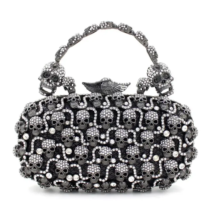 LEB1452 teschi borse borse di Lusso del diamante delle donne di strass cranio della frizione della borsa 2021 elegante borsa da sera di cristallo