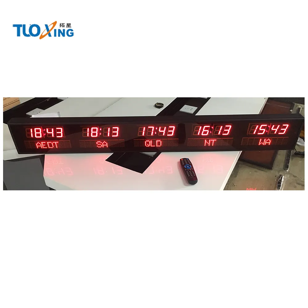 Tuoxing-hora personalizable con nombre de ciudad, pared de zona horaria mundial, pantalla digital led, reloj mundial