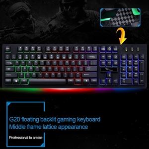 Teclado de computador com fio, teclado para jogos zgb g20 104 teclas <span class=keywords><strong>usb</strong></span> sensação mecânica rgb