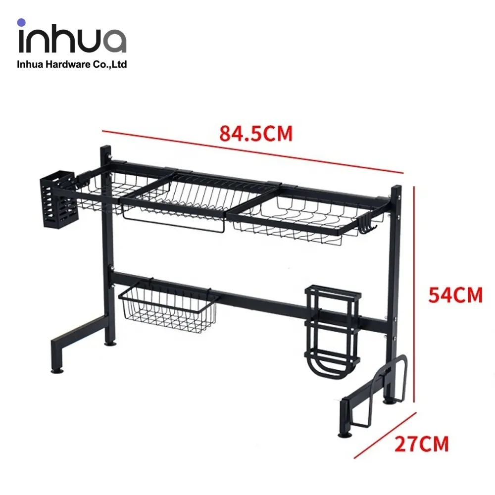 Multifunzionale lavello della cucina rack di stoccaggio in acciaio al carbonio nero di scarico piatto di essiccazione cremagliera