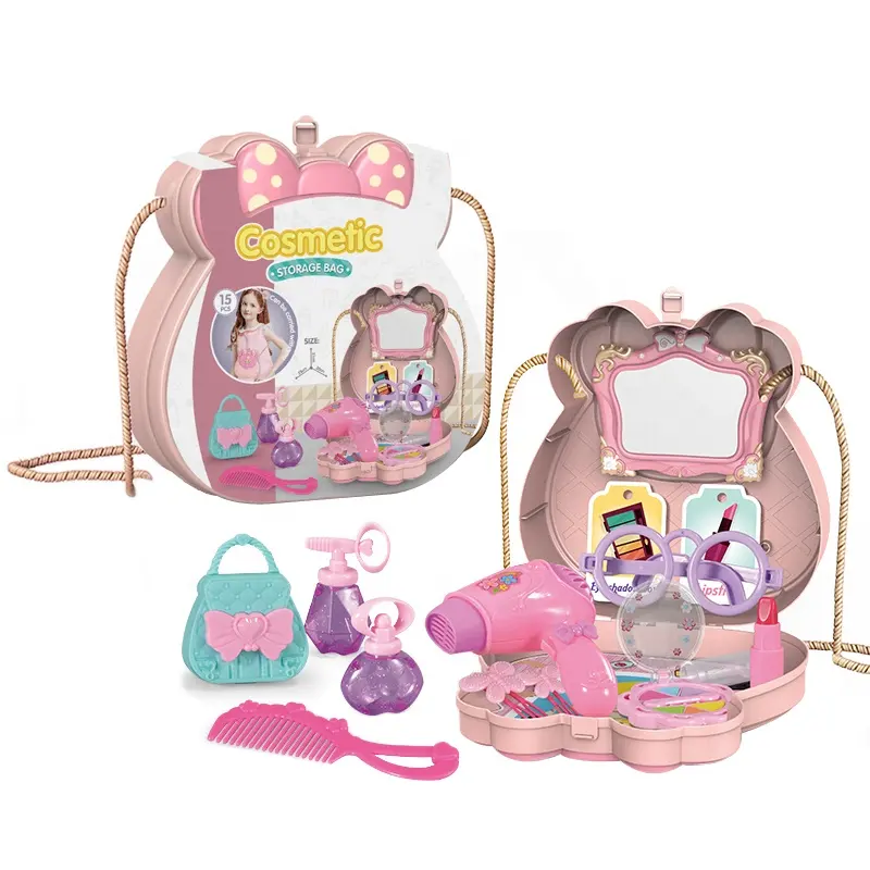 Juego de maquillaje para niños, conjunto de cosméticos portátil, bolso de hombro, juego de belleza, juguetes para niñas, regalo de cumpleaños