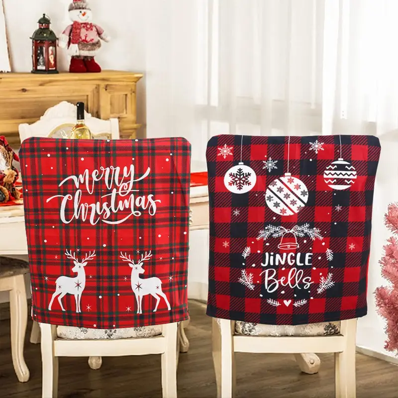 Huiran poliéster Navidad Santa Claus Feliz Navidad fundas para sillas para Navidad 2023 Navidad hogar silla decoraciones suministros