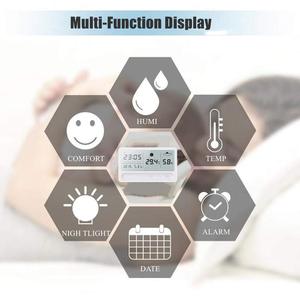 Touch Control LED <strong>Large</strong> Screen Thermometer <strong>Hygrometer</strong> With Weather Date/Time Alarm Clock USB Charging Digital Humidity Meter - Product Image 4