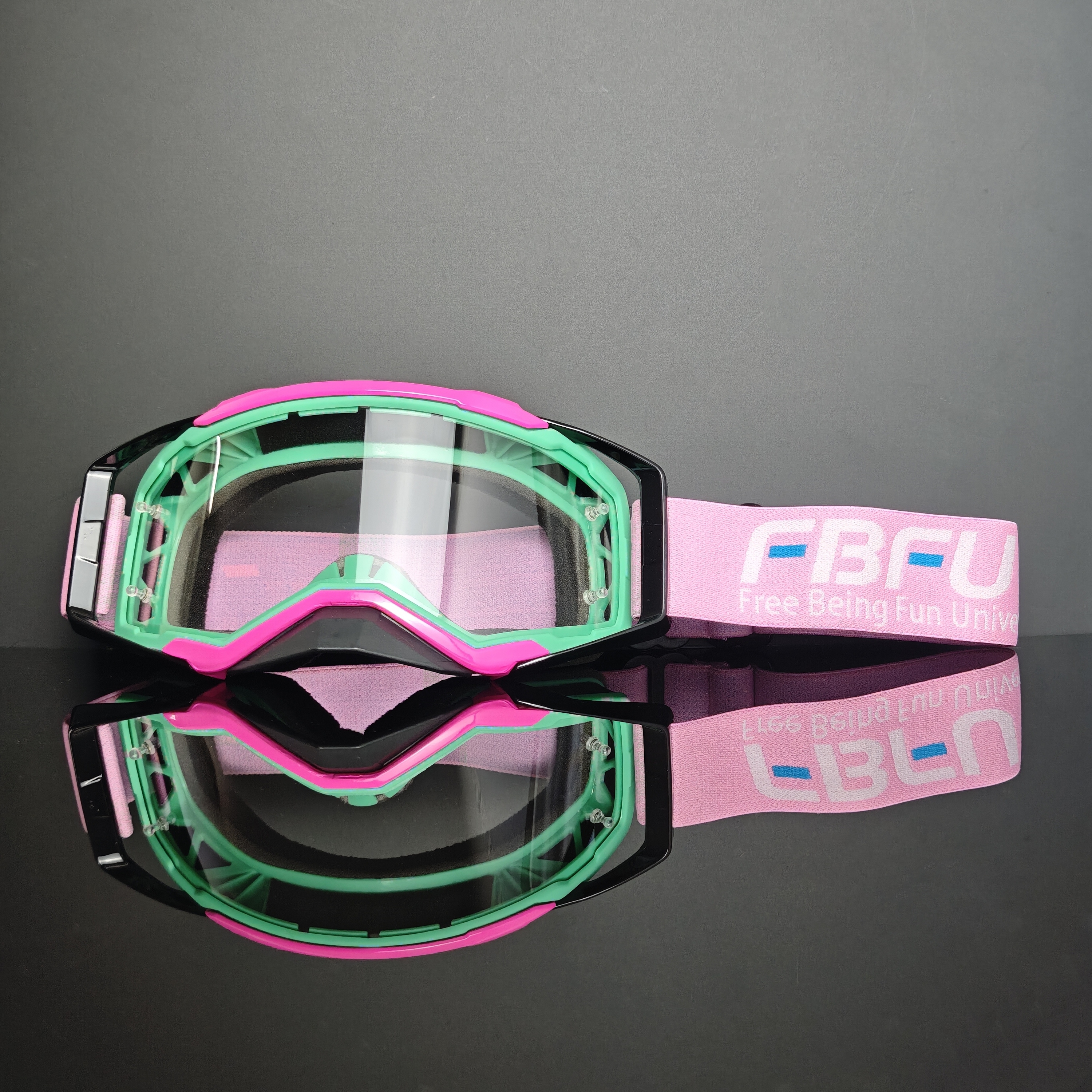 Pink green frame transparent glasses
