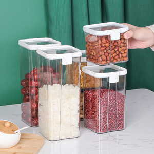 密閉食品保存容器キッチンオーガナイザーパスタ、ナッツ、豆、スナック、蓋付き収納瓶スタッカブル - Product Image 1